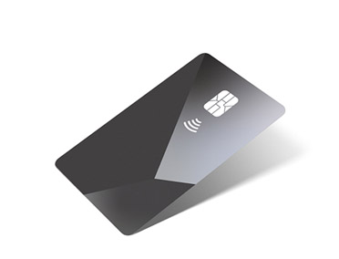 Frente do Apple Card na cor titanio