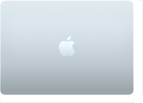 Vněj?í pohled na zav?eny 13palcovy MacBook Air, uprost?ed logo Apple