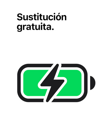 El texto ?Sustitución gratuita? encima del icono de una batería cargada