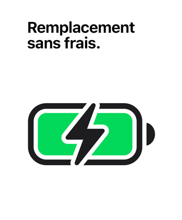 Message Remplacement sans frais au-dessus d’une ic?ne de batterie chargée
