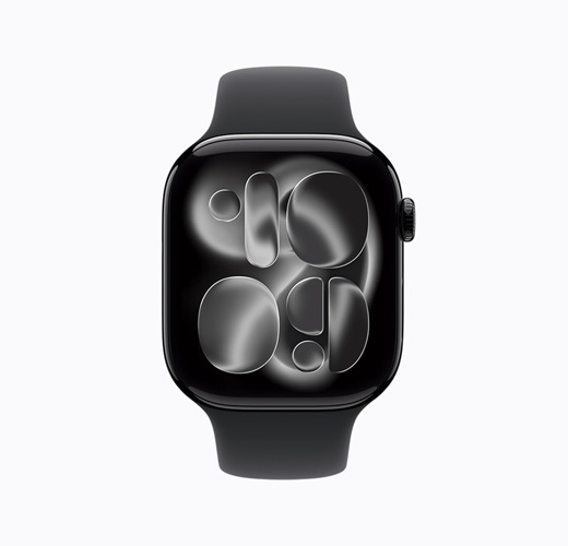 Apple Watch Series 11, coloris noir de jais, c?té