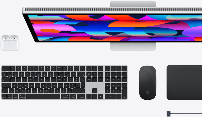 Accessoires Mac : AirPods, Studio Display, Magic Keyboard, Magic Mouse, Magic Trackpad, cable de charge MagSafe