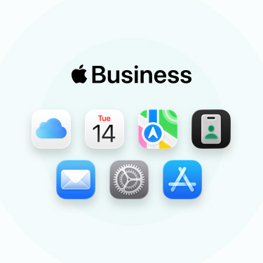 一系列與商務(wù)相關(guān)的 app 和工具，包括 iCloud、日曆、地圖、Apple Business、郵件、設(shè)定及 Apple Store。