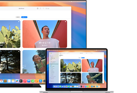 Apple AirPlayを使って薄型テレビと寫真を共有しているMac