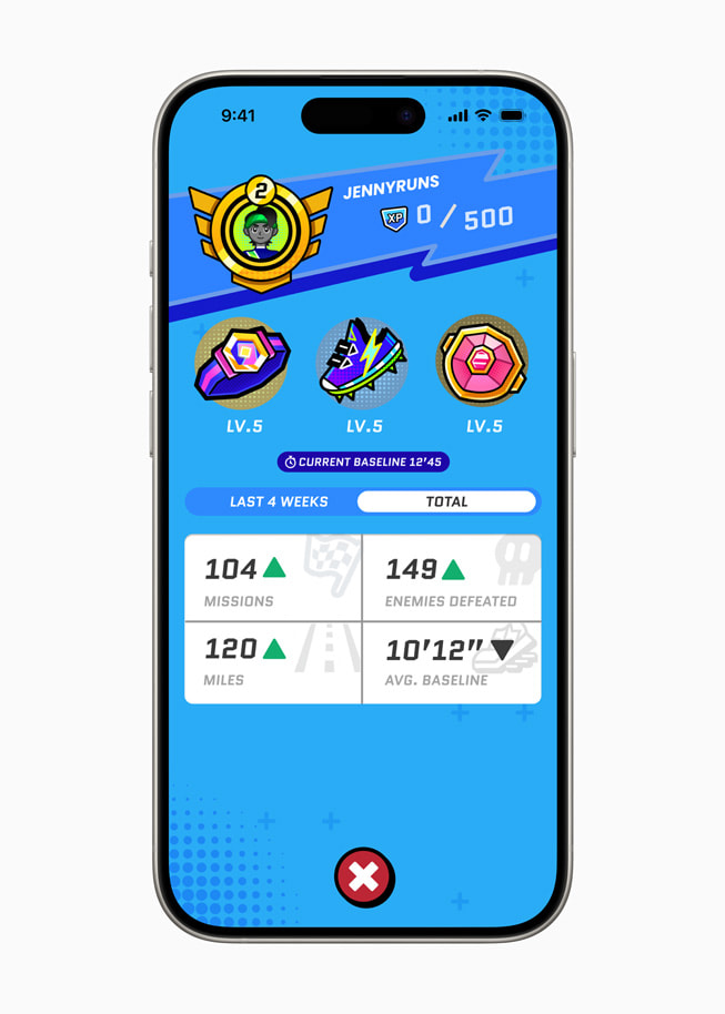 iPhone 15 Proに表示された「Run Legends」のホーム畫面。