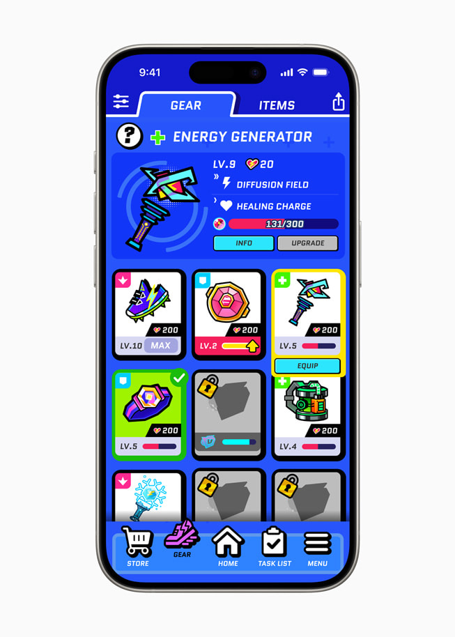 iPhone 15 Proに表示された「Run Legends」のギア。