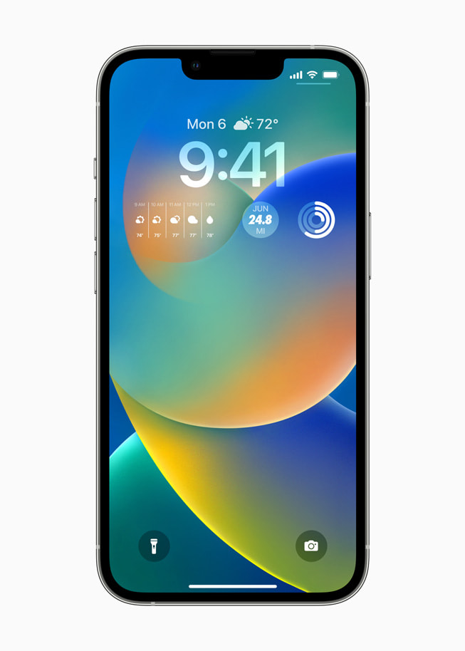 Widgets affichés sur l’écran de verrouillage d’un iPhone?13 Pro.