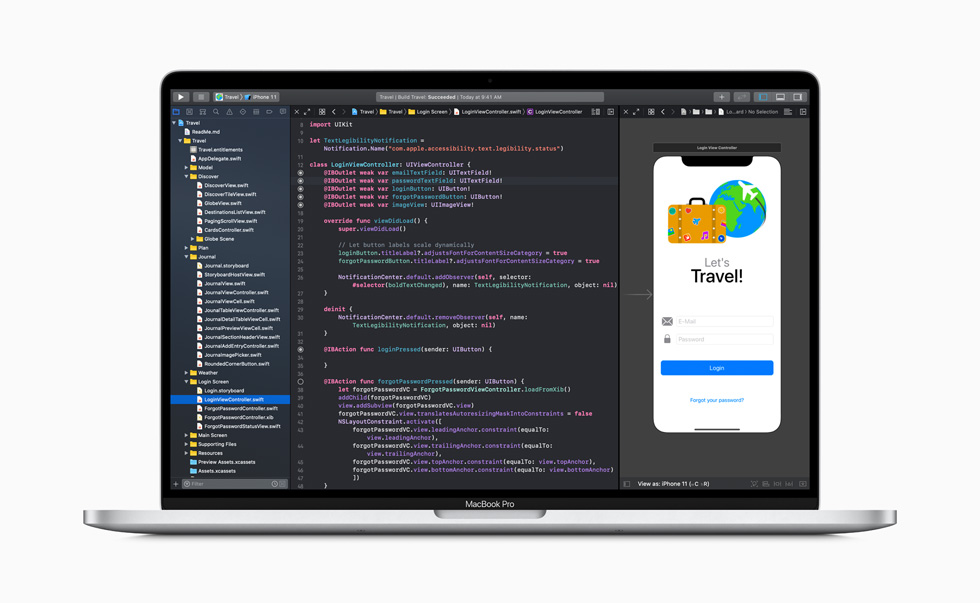 MacBook Proに表示されているXcode。