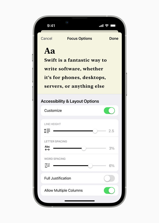 Apple?Books affiche de nouveaux thèmes et de nouvelles options de personnalisation. 