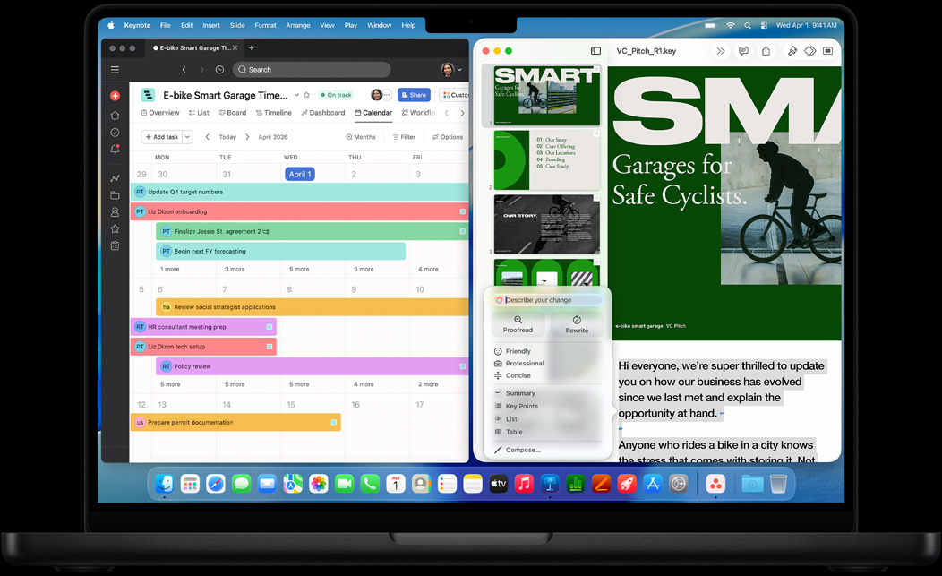 Ekran MacBooka Pro przedstawiaj?cy aplikacje Asana i Keynote