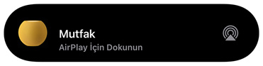 Bir AirPlay grafi?i, "mutfak" adl? bir HomePod mini’de müzik ?al?nd???n? g?steriyor.