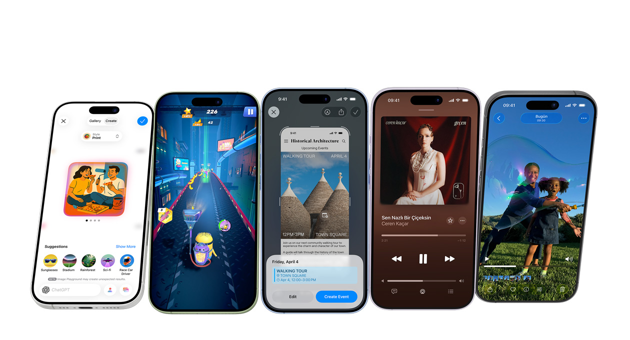 Farkl? renklerde iPhone 17 ayg?tlar?, ekranlar?nda ?e?itli uygulamalar g?rünüyor