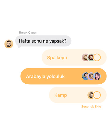 Mesajlar uygulamas?nda kullan?lmakta olan Oylama ?zelli?i g?steriliyor