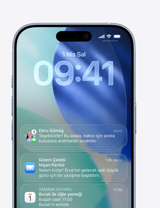 iPhone ekran?nda bildirim penceresi mesajlar? g?steriliyor
