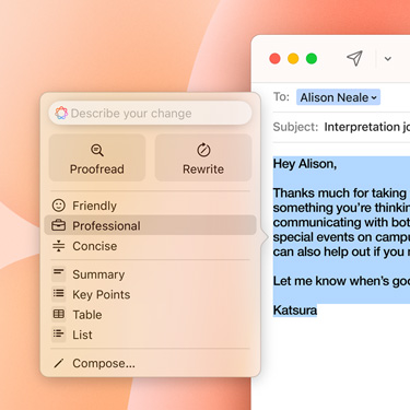 S?u?bowy e-mail z podpowiedzi? Apple Intelligence.