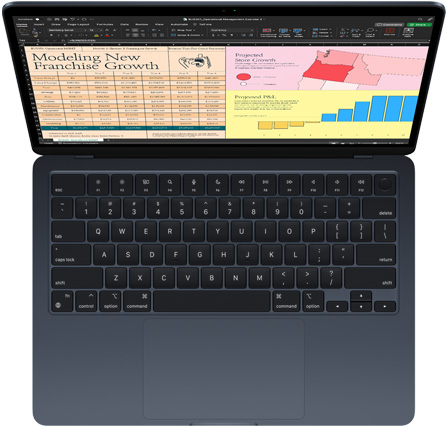 Microsoft Excel otev?eny na MacBooku Air