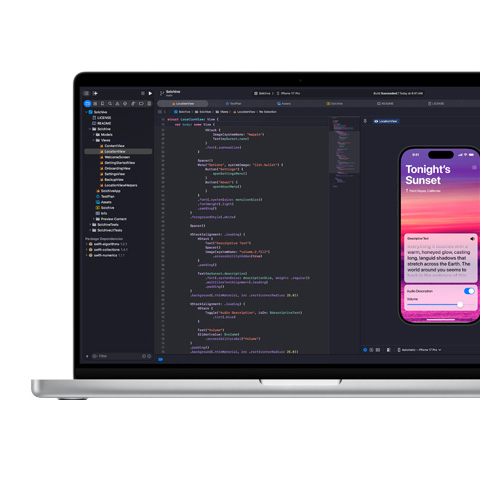 Tela exibindo código no app Xcode