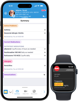 Software viser Epic Haiku og Epic Limerick p? iPhone og Apple Watch.