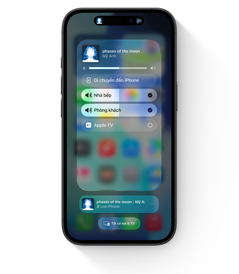 iPhone hi?n th? giao di?n c?a AirPlay cho am thanh ?a phòng