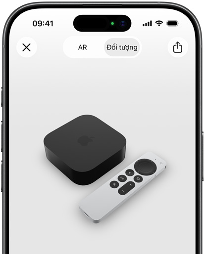 Hình ?nh th? hi?n Apple TV 4k trong màn hình c?a ch? ?? Th?c T? T?ng C??ng trên iPhone.