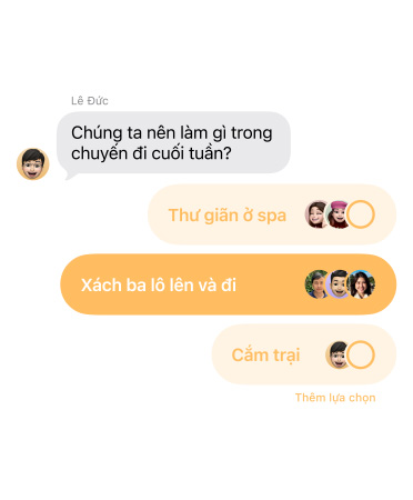 ?ng d?ng Tin Nh?n hi?n th? tính n?ng Bình ch?n trong Tin Nh?n ?ang ???c s? d?ng