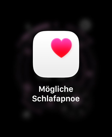 Mitteilung: M?gliche Schlafapnoe, pinkes Herz in wei?em Feld