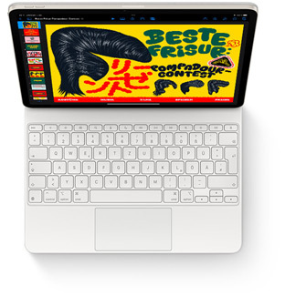 Draufsicht auf das iPad Air mit Magic Keyboard für iPad Air in Wei?.