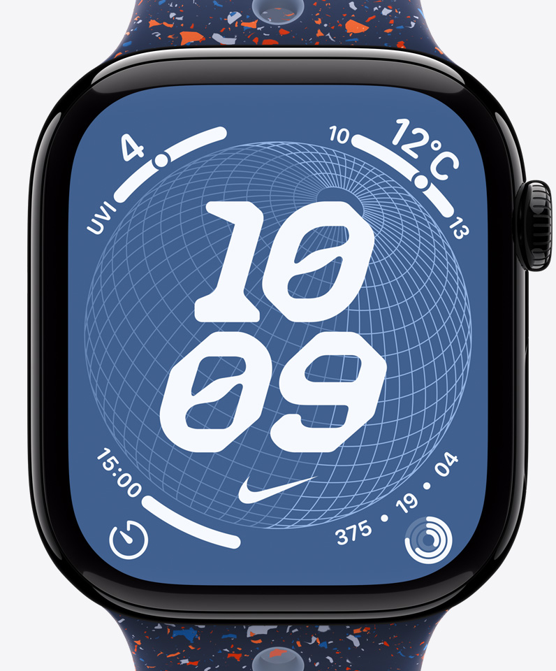 Nikeグローブの文字盤、時刻、Nikeのスウッシュ、コンプリケーション：UV指數(shù)、天気、タイマー、アクティビティリング