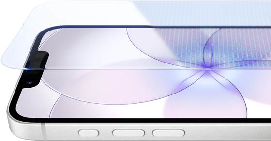 ?iPhone 17e“, priekin? dalis su ?Ceramic Shield 2“, ?onin? dalis, baltos spalvos, mygtukai: veiksmo, garsumo