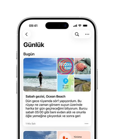 ?nden g?rünen iPhone 16’n?n ekran?nda Günlük uygulamas? g?rülüyor