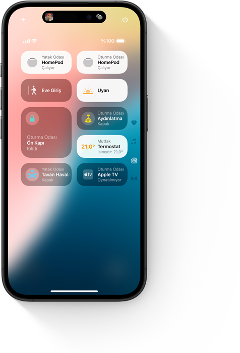 Ev uygulamas?n?n “Ana Ekran” kullan?c? arayüzünü g?steren iPhone