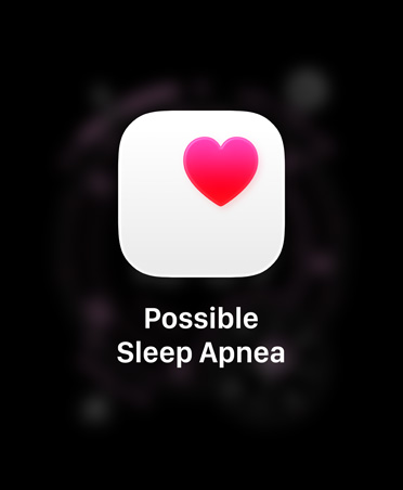 Notification de possible apnée du sommeil, c?ur rose sur carré blanc