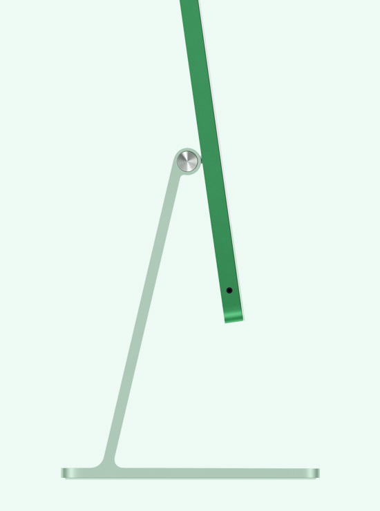 iMac vert vu de profil.