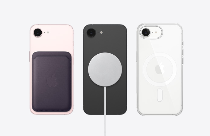 iPhone dix-sept-e, face arrière, accessoires MagSafe fixés