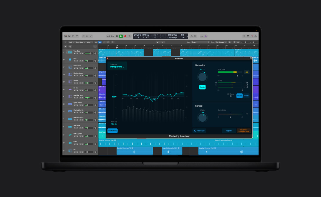 ???? MacBook&nbsp;Pro ???? 16&nbsp;??? ????
Mastering&nbsp;Assistant? ????? Stereo&nbsp;Out ?? ??? ????? ????? Custom EQ ?? ????? ??????? ?????? ????? Dynamics ?Spread? ??????? ?? ????? ??????