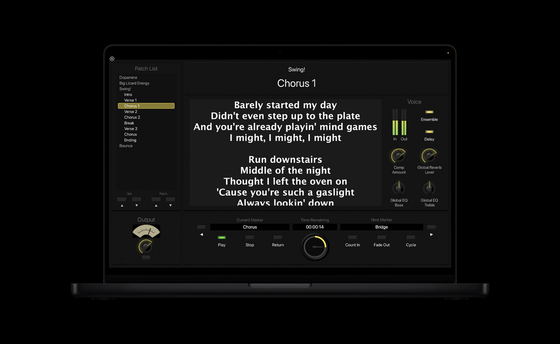 ???? MacBook&nbsp;Pro ???? 16&nbsp;??? ???? ???? ????? Patch&nbsp;List ?? ????? ??????? ????? Chorus&nbsp;1 ?? ?????? ?? ????? ?????? ??????? ?????? ?? ????? ??????? ????? Output? ?Current&nbsp;Marker? ?Time&nbsp;Remaining? ?Next&nbsp;Marker?