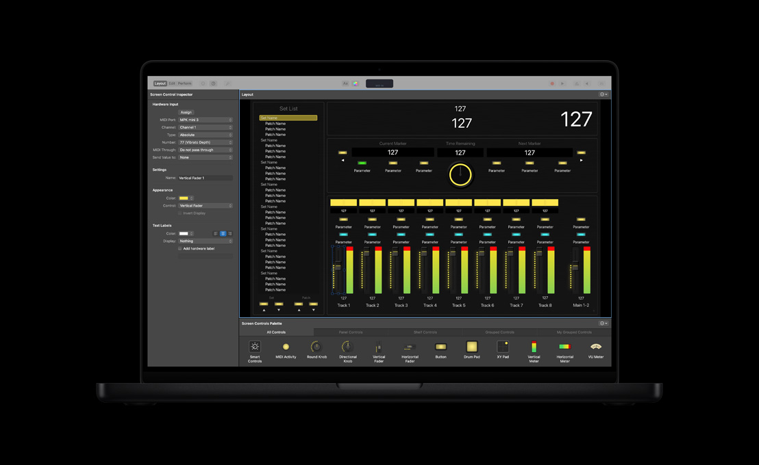 MacBook&nbsp;Pro ???? 16&nbsp;???? ???? ???? ????? ??? ?? 
Logic&nbsp;Pro ?? ????? ???????? ??????? screen&nbsp;control&nbsp;inspector ??? ??????? ??????? screen&nbsp;controls&nbsp;palette ?? ????? ???????