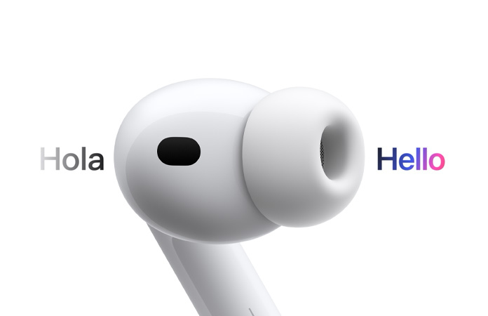AirPods Pro 3 耳筒展示即時(shí)翻譯功能，將西班牙文翻譯成英文。